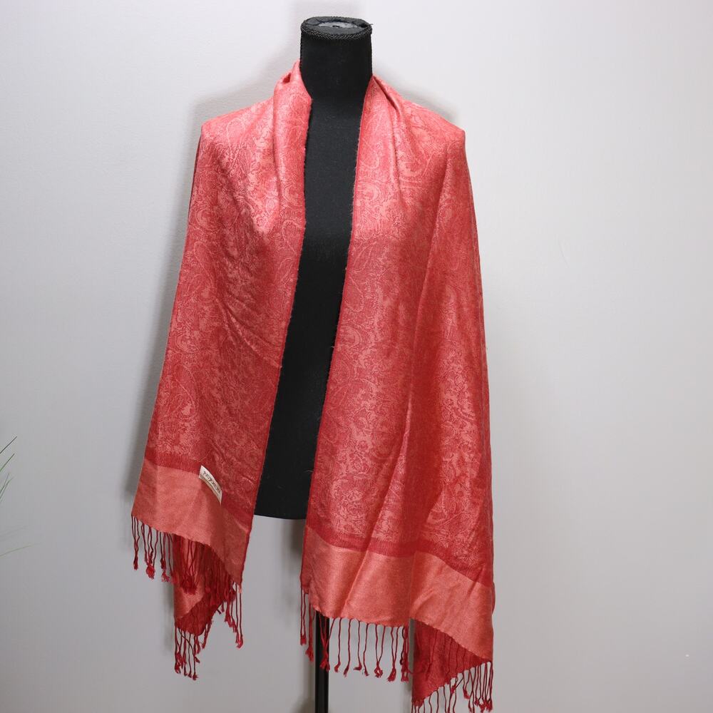 Pashmina Red Paisley Cashmere Silk Fringe Wrap‎ Scarf Shawl